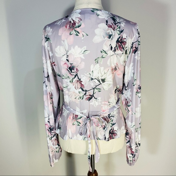 FOREVER NEW Floral Long Sleeve Wrap Blouse Size 10 - Picture 7 of 14